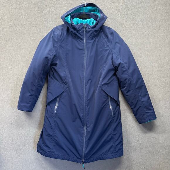 Lands End Squall 3 in 1 Hooded Longline Winter Jacket Womens M 10/12 Blue - Picture 1 of 16
